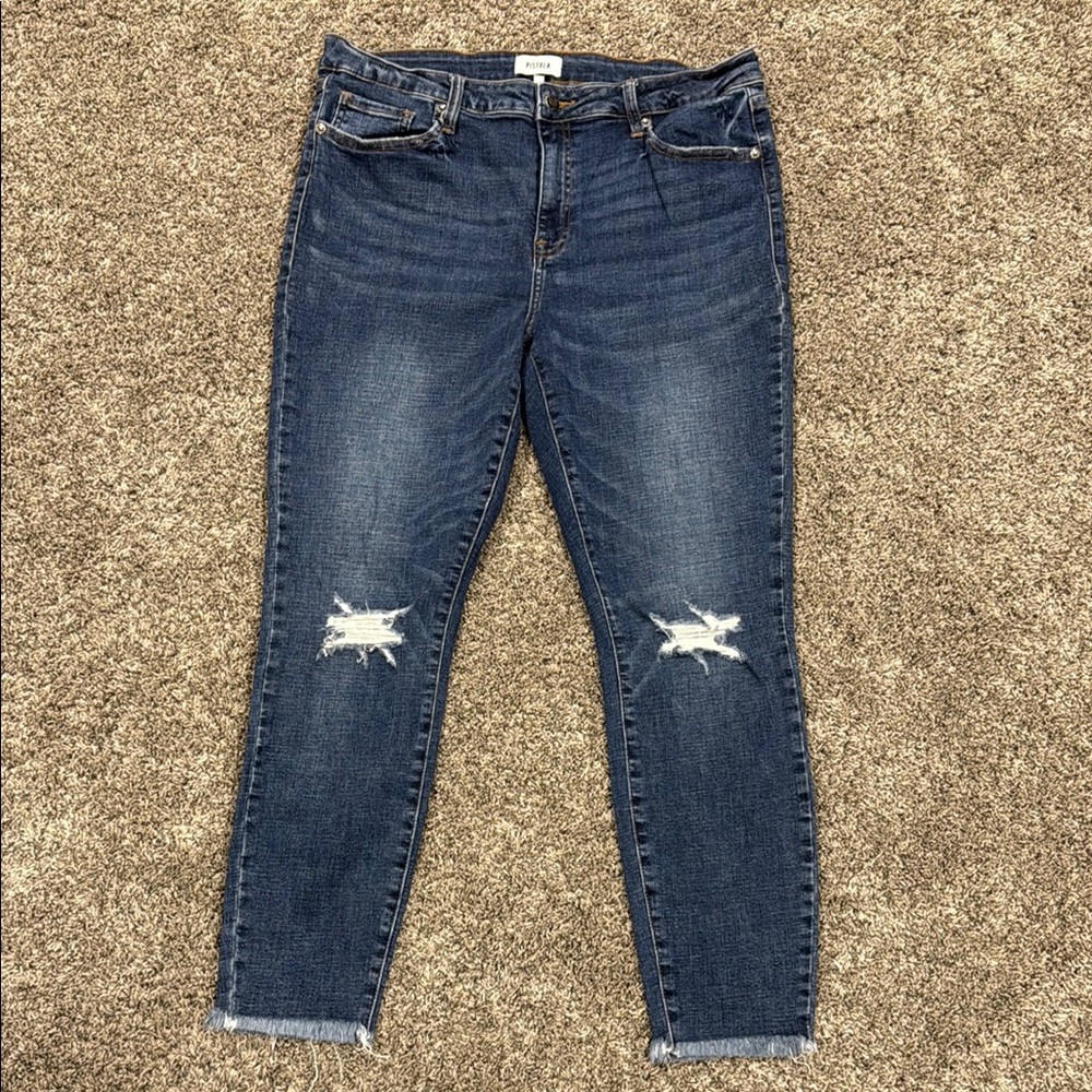 Pistola Distressed Skinny Jeans with Tapered Leg Size 33 NWOT